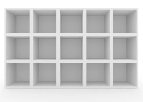 Empty white shelves with no lighting — Stock Photo, Image