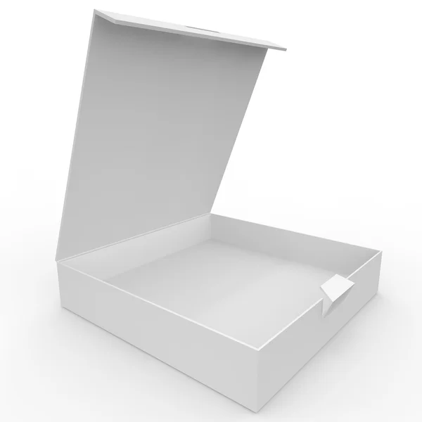 Białe pudełko puste z zapięciem — Zdjęcie stockowe