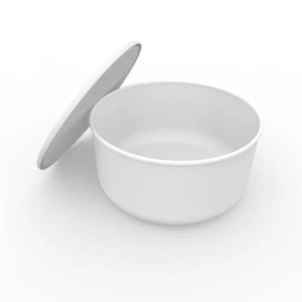 Pot vide blanc avec couvercle — Photo