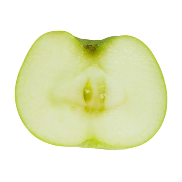 在宏观尺度的绿色苹果片 — 图库照片