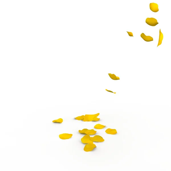 Gelbe Rosenblätter fallen zu Boden — Stockfoto