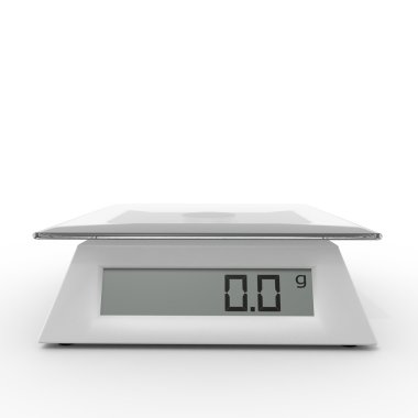 Kitchen scales on a white background clipart