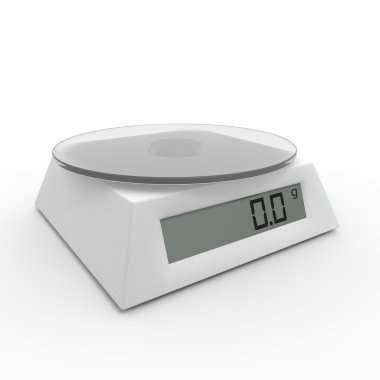 Kitchen scales on a white background clipart