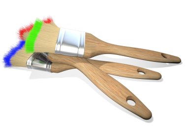 Yalıtılmış bir arka plan üzerinde boyama için fırçalar