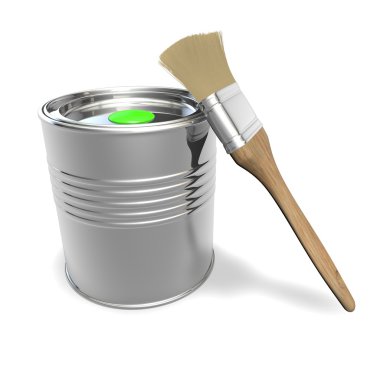 Yeşil boya banka üzerinde fırça