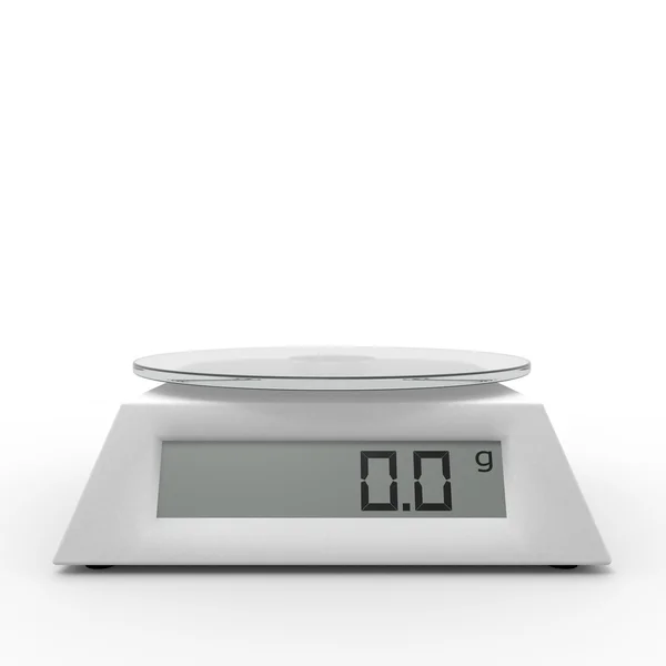 Balanças de cozinha em um fundo branco — Fotografia de Stock