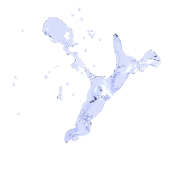 Plusk wody na białym tle — Zdjęcie stockowe
