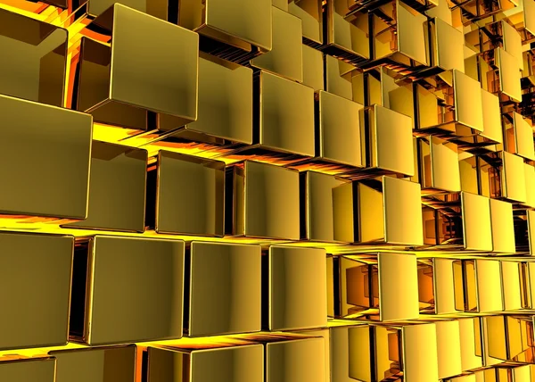Fondo abstracto. Cubos dorados sobre fondo amarillo —  Fotos de Stock