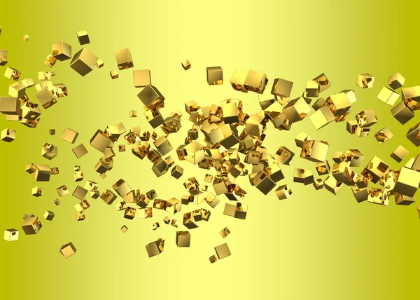 Abstract background. Golden cubes on a yellow background — Stock Photo, Image