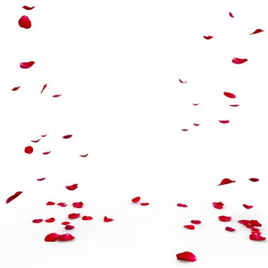 Red rose petals are flying to the floor clipart