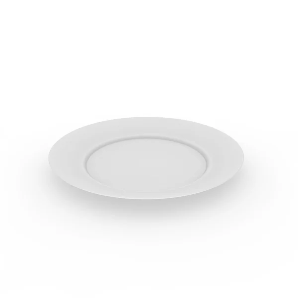 Άσπρο πιάτο άδειο στο πάτωμα — Φωτογραφία Αρχείου