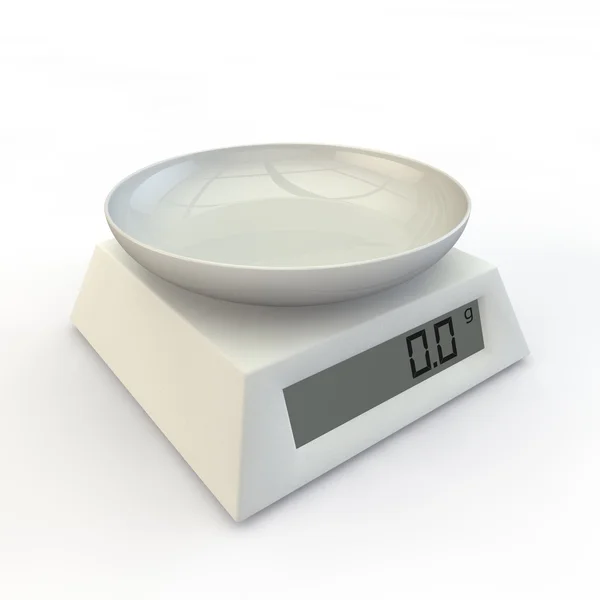 Кухонные весы с фарфоровой чашкой — стоковое фото