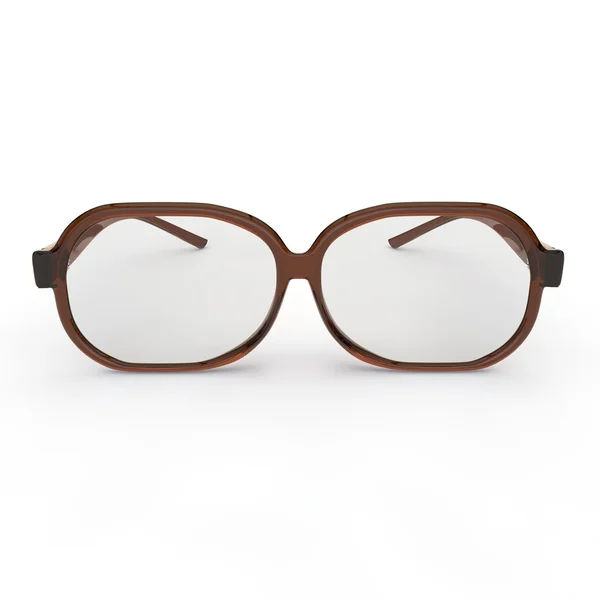 Beyaz bir arka plan üzerinde kahverengi plastik RIM ile gözlük — Stok fotoğraf
