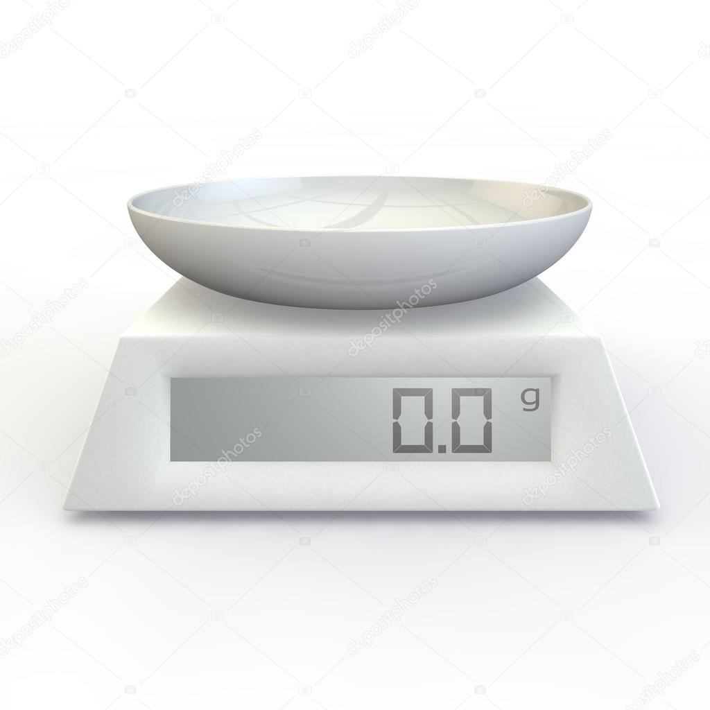 Kitchen scales with porcelain cup