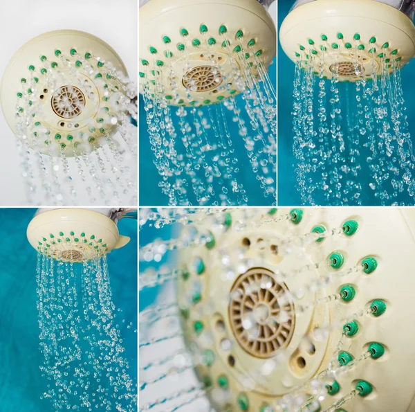 Collection of macro shooting jets of water from the shower — Stock Photo, Image