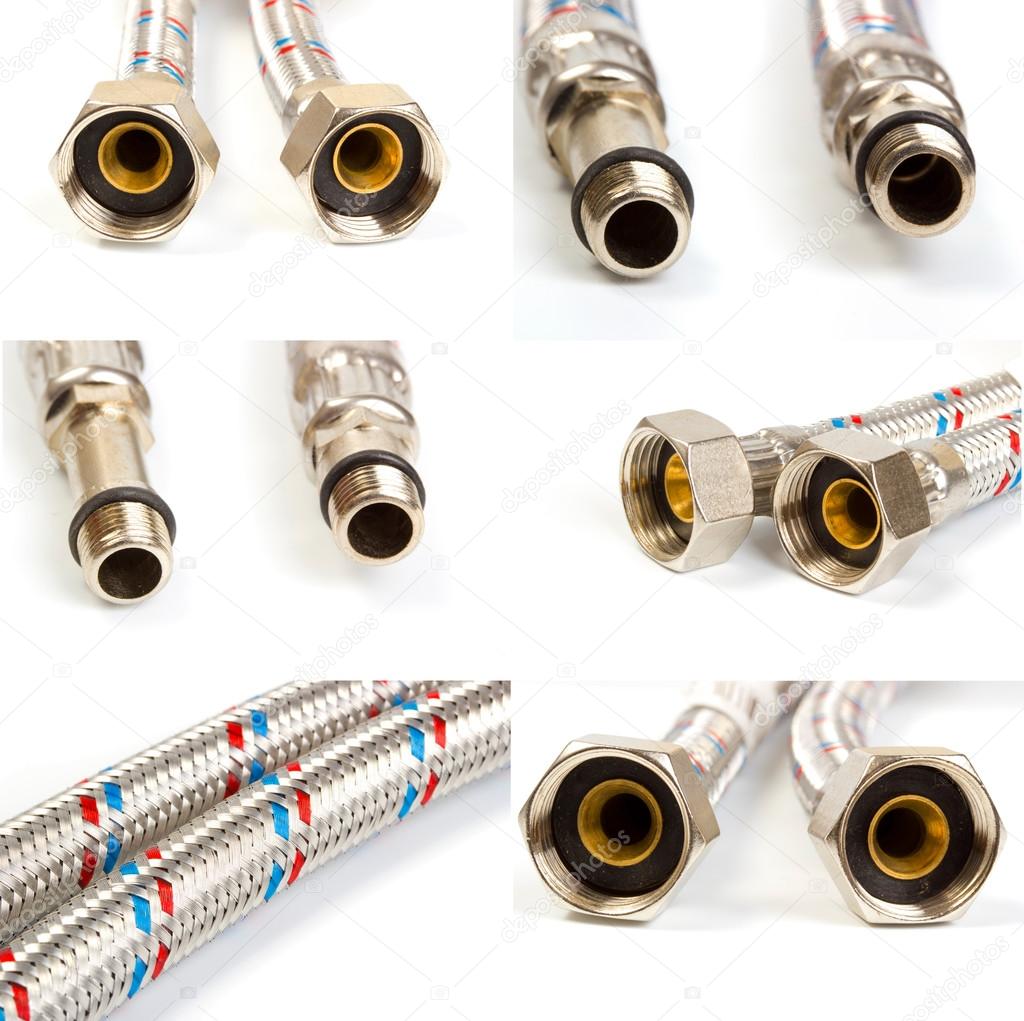 Collection of water hoses for hot and cold water Stock Photo by ©injenerker 85977464