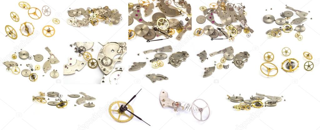 Collection. Clockwork details on a white background