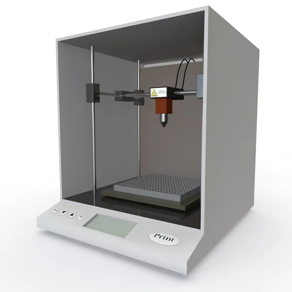 在白色背景上模型 3d 打印机 — 图库照片