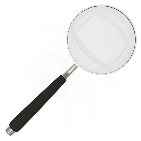 Magnifying glass in a metal frame with rubber black handle — Stock Photo, Image