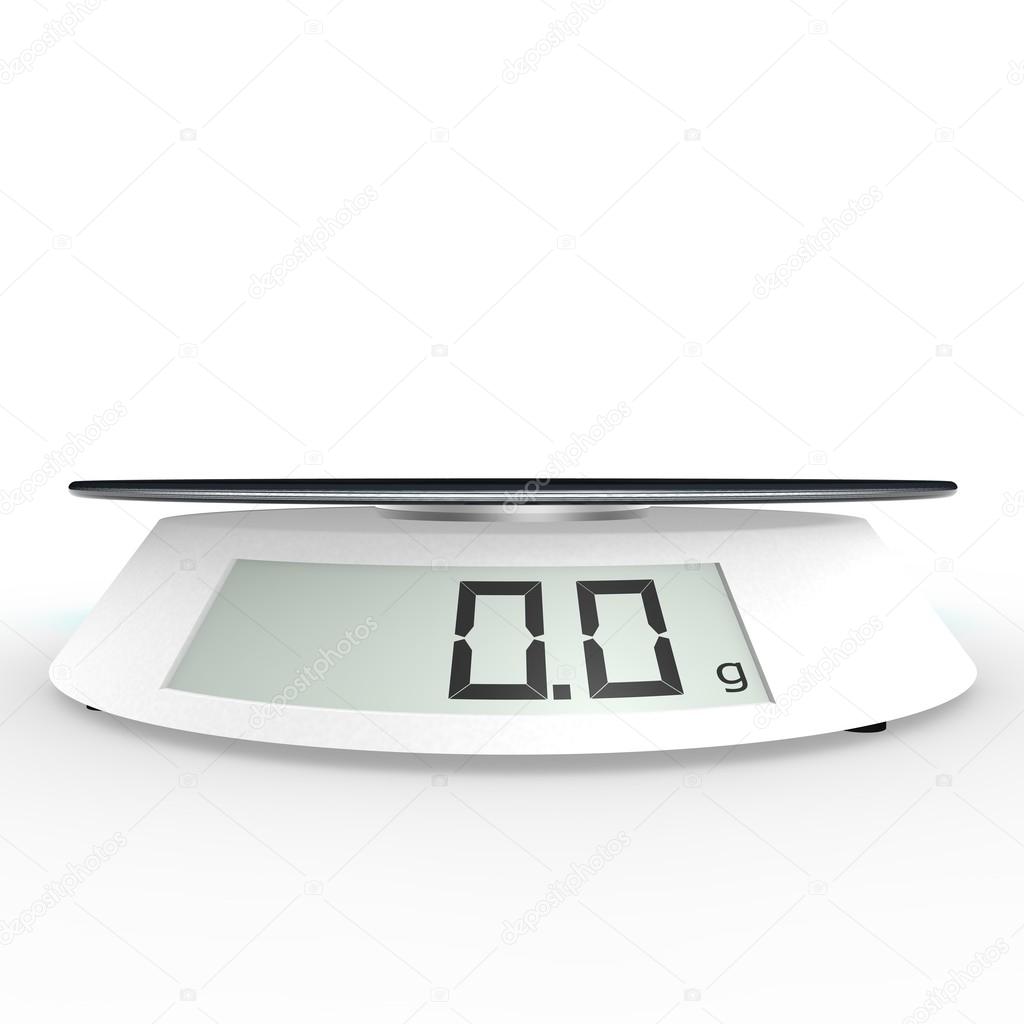 Kitchen scales on a white background