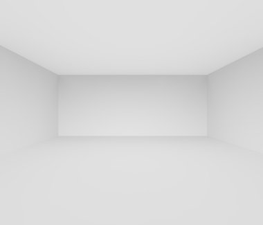 Boş bir beyaz oda örneği. 3D render
