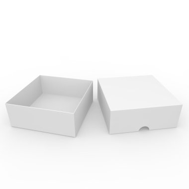 Açık beyaz boş karton. Açmak için kapağı ile bir delik