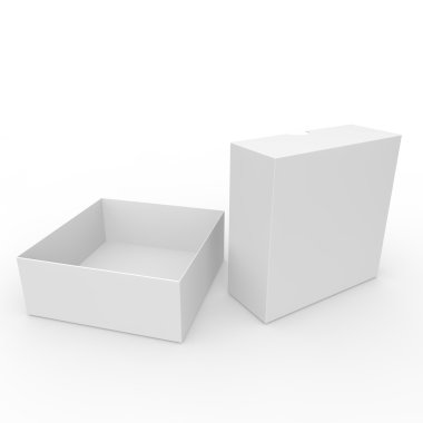 Açık beyaz boş karton. Açmak için kapağı ile bir delik