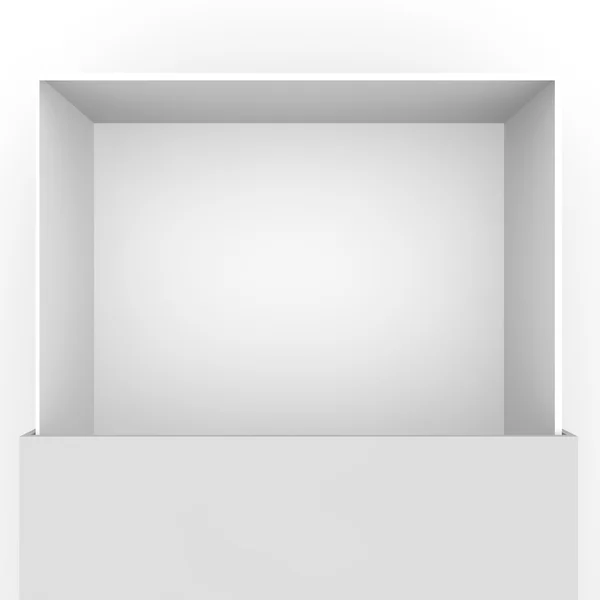 Відкрити порожню білу коробку — стокове фото