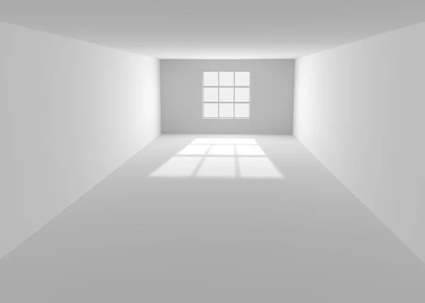 Пустая белая комната с окном — стоковое фото