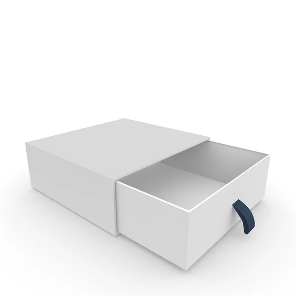 Open witte lege doos met touw — Stockfoto