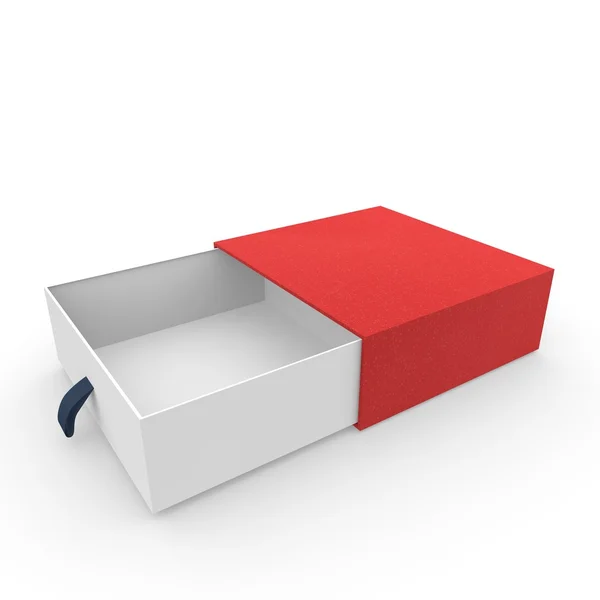 Біла порожня відкрита коробка, покрита червоною тканиною — стокове фото