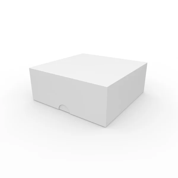 Beyaz boş kutu kapalı. Açmak için kapağı ile bir delik — Stok fotoğraf