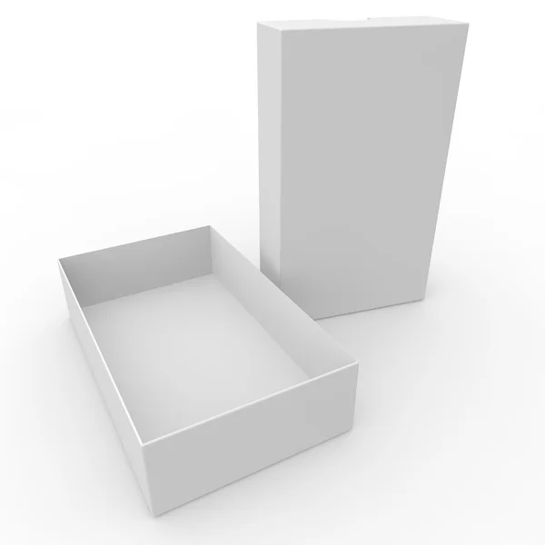 Açık beyaz boş karton. Açmak için kapağı ile bir delik — Stok fotoğraf