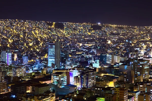 La Paz i Bolivia på natten — Stockfoto