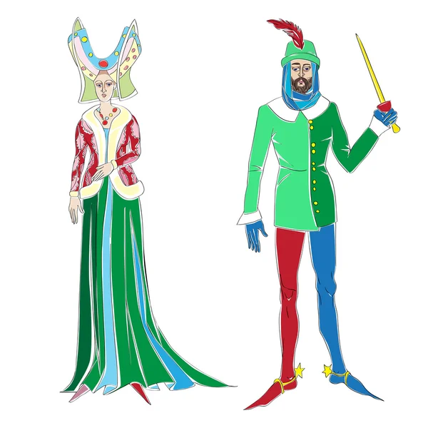 Twee middeleeuwse kostuums — Stockfoto
