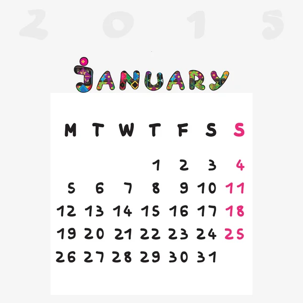 Kalender 2015 Januar — Stockfoto