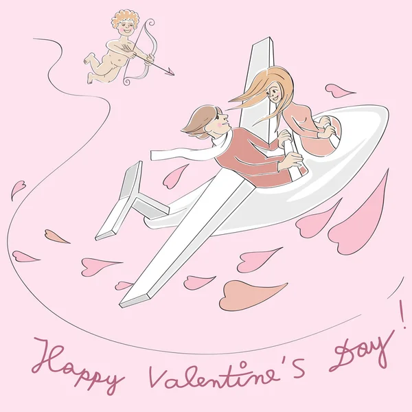 Valentine plane flying — Stock Photo, Image