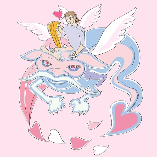 Valentine love dragon — Stock Photo, Image