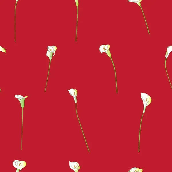 Calla sparse pattern on red — Stock Photo, Image