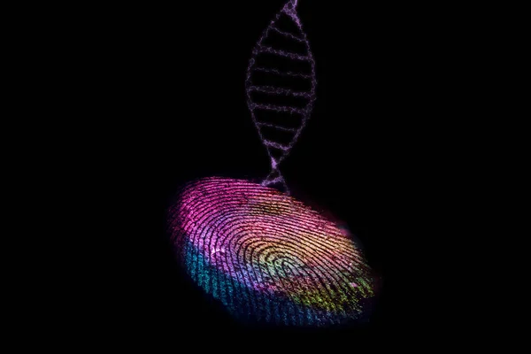 Крупним Планом Красиві Абстрактні Багатокольорові Відбитки Пальців Молекули Днк Фоні — стокове фото