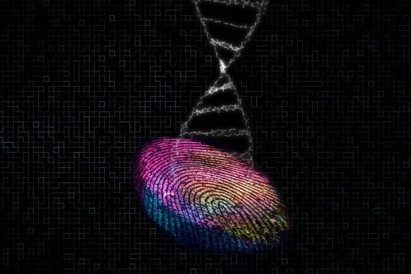 Close Beautiful Abstract Multi Colored Fingerprint Dna Molecule Background Texture — Stock Photo, Image