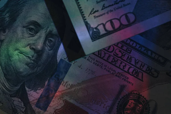 Masa Arkaplanındaki Güzel Dolarlar Amerikan Amerikan Doları Nakit Para Yüz — Stok fotoğraf