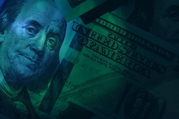 Masa Arkaplanındaki Güzel Dolarlar Amerikan Amerikan Doları Nakit Para Yüz — Stok fotoğraf