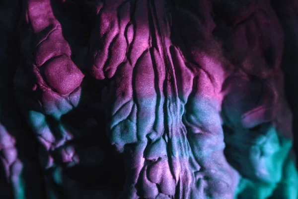 紫色の光の中でクローズアップ美しいクルミの殻極端な デザインの背景テクスチャ マクロ写真ビュー — ストック写真
