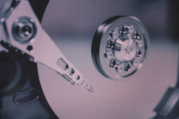 Tutup Detail Dari Latar Belakang Hard Disk Yang Terbuka Pemandangan — Stok Foto