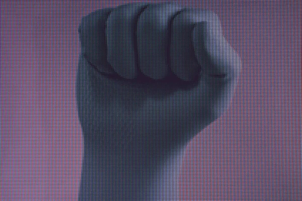 Beautiful Hand Green Glove Fist Neon Light Minimalism Retro Style — Stock Photo, Image