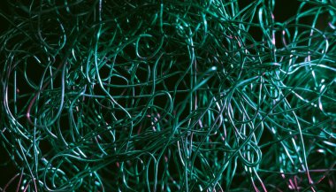 Güzel optik fiber renkli çizgi koyu arkaplanda bokeh.