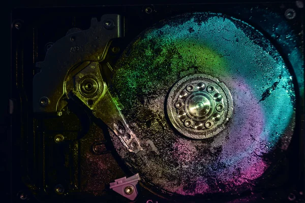 Zavřít Krásný Otevřený Detail Zmrazený Pevný Disk Koncepce Ochrany Informací — Stock fotografie