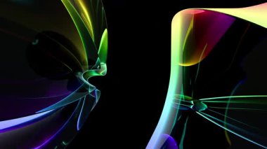Renkli yansımaları olan enerjik ve dinamik soyut ışık desenleri.