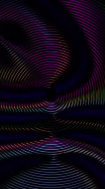 Siyah bir arkaplanda mor ve turuncu renkli canlı soyut dalga desenleri.